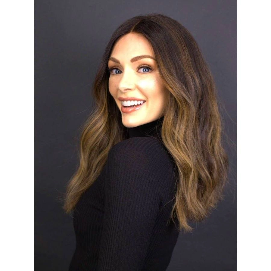 20" Divine Luxe Lace Top Wig #2 Neutral Dark Brown w/ Balayage and Rooting Color