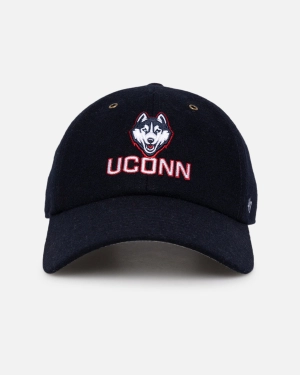 47 Brand UConn Huskies Wooly Clean Up Strapback Navy