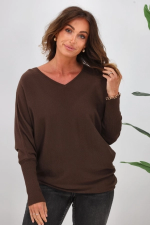 Alpine by Shine On Gigi Merino Batwing Top Chocolate