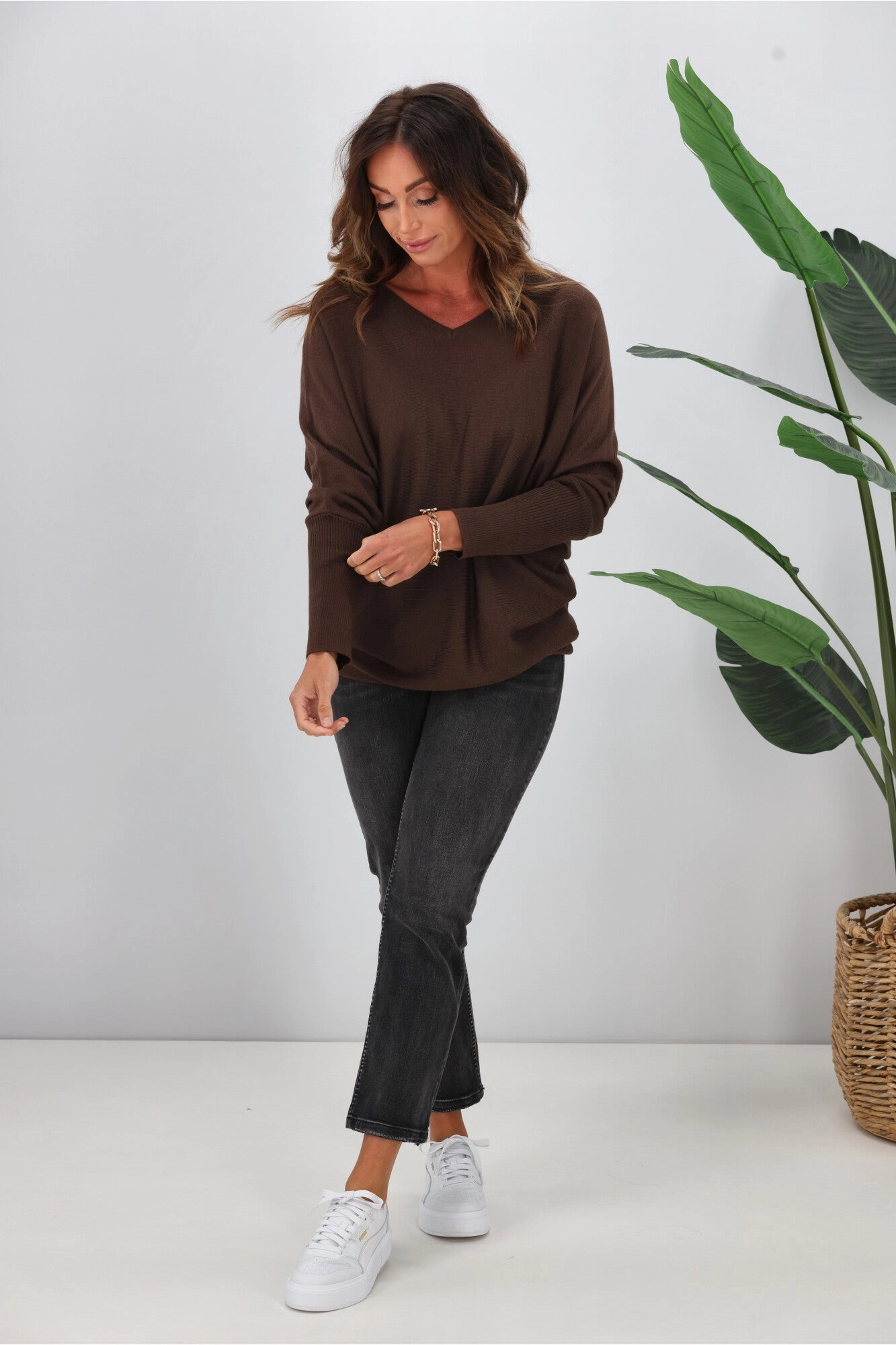 Alpine by Shine On Gigi Merino Batwing Top Chocolate