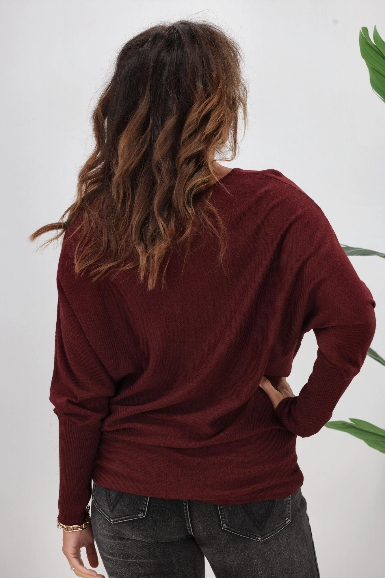 Alpine by Shine On Gigi Merino Batwing Top Claret