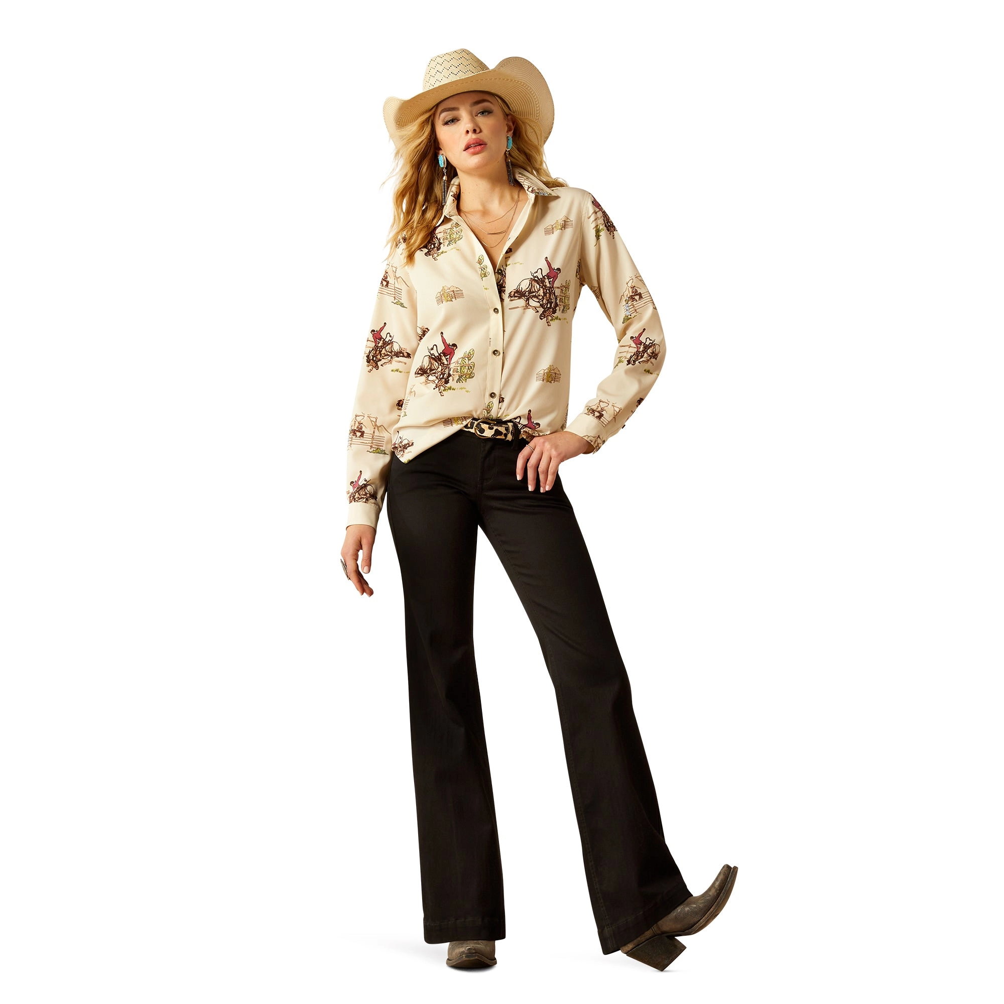 Ariat Ladies Homestyle Shirt 10058540 in Roundup Print