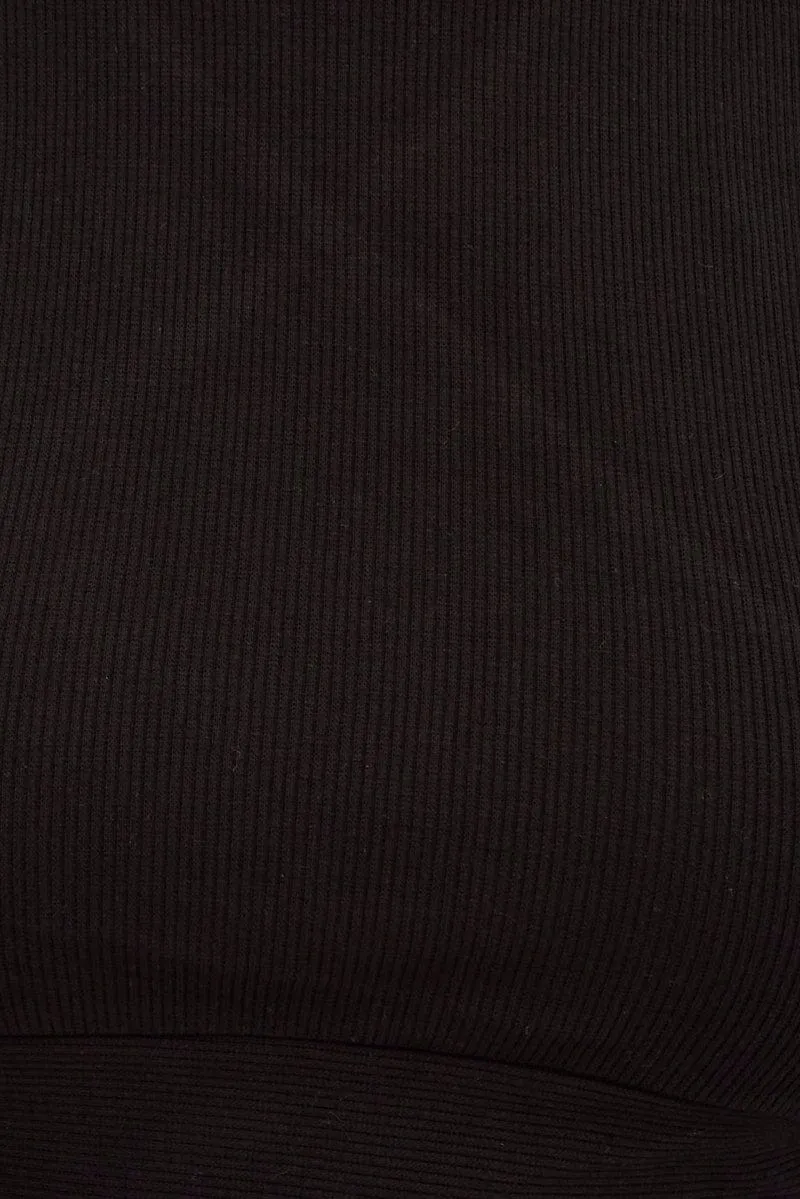 Black Rib Jersey Cropped Top