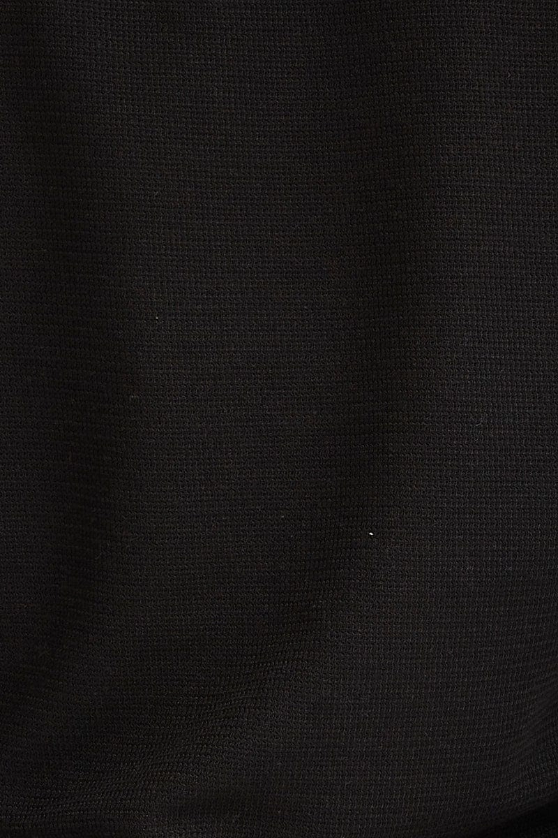 Black Twist Top Short Sleeve Crew Neck