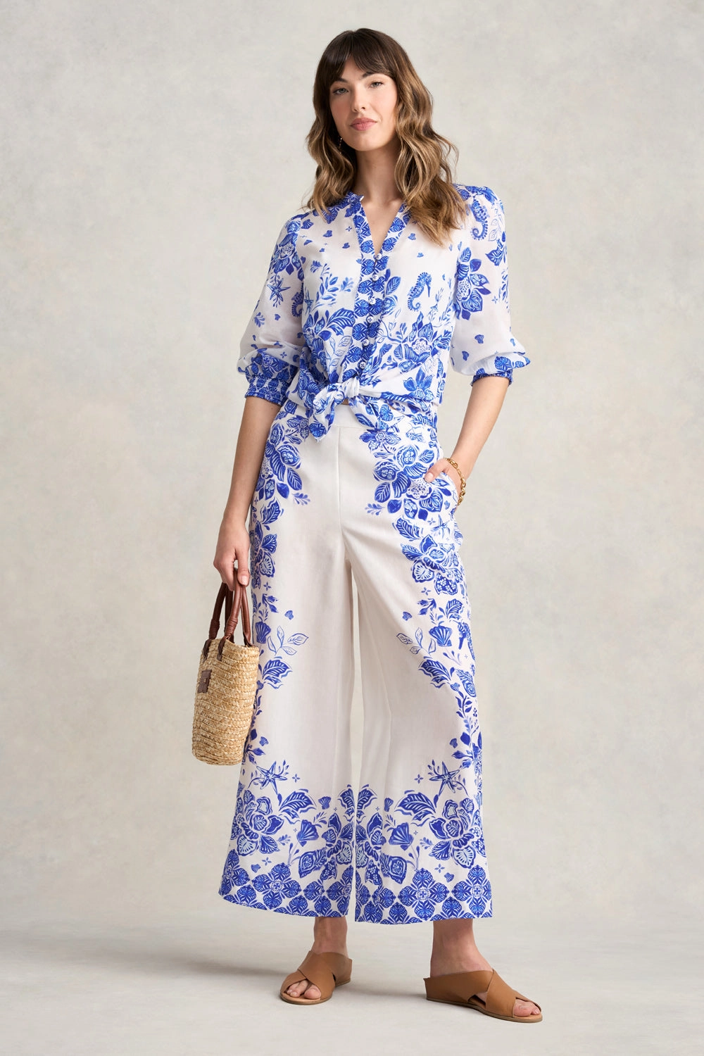 Border Print 7/8th Pant - Toile De Seaside