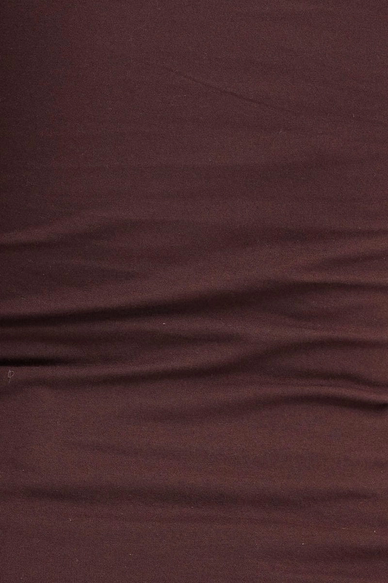 Brown Tank Top Sleeveless Square Neck Cotton