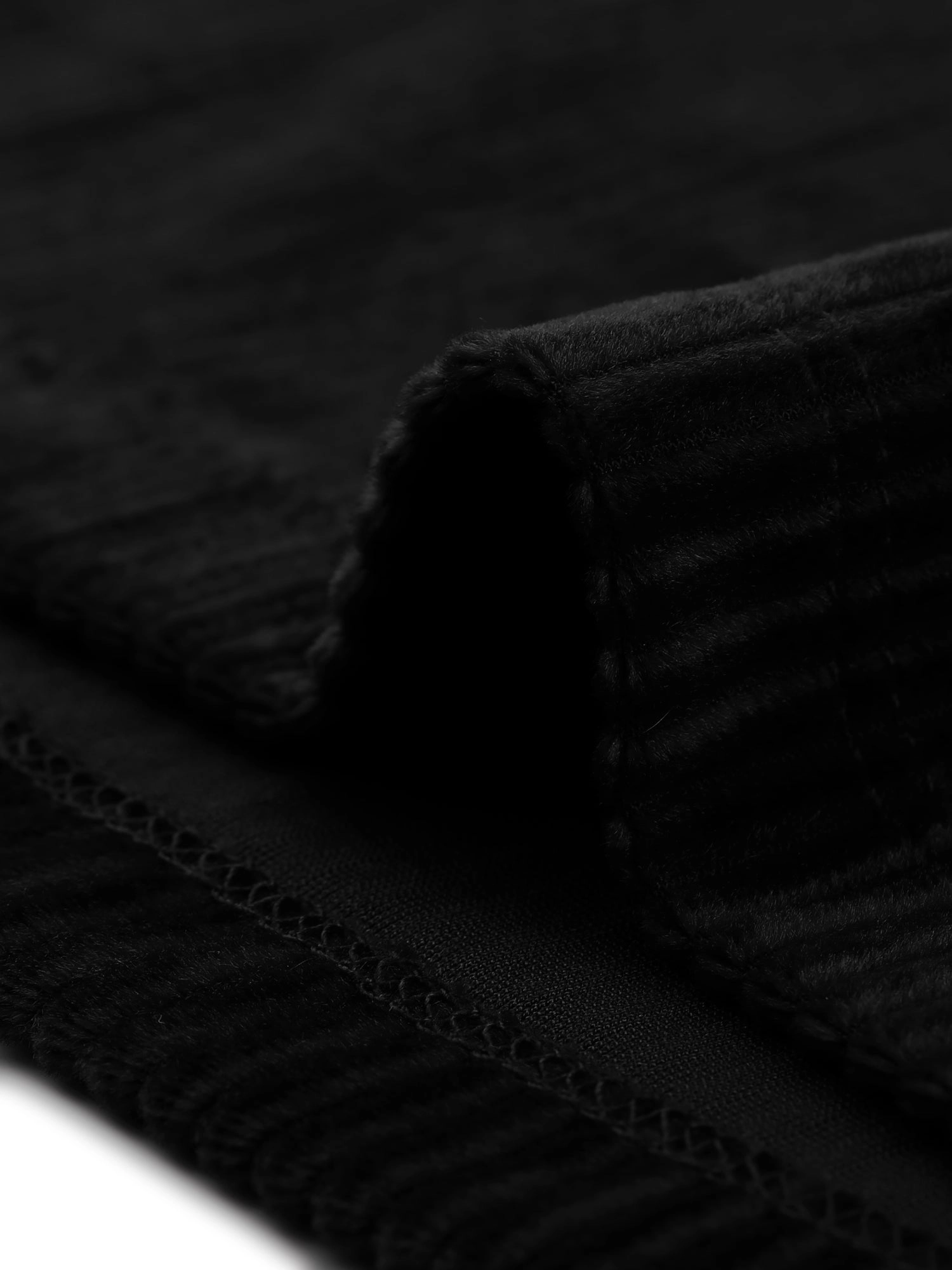 Casual Velvet Mock Neck Long Sleeve Rib Knit Velour Blouse
