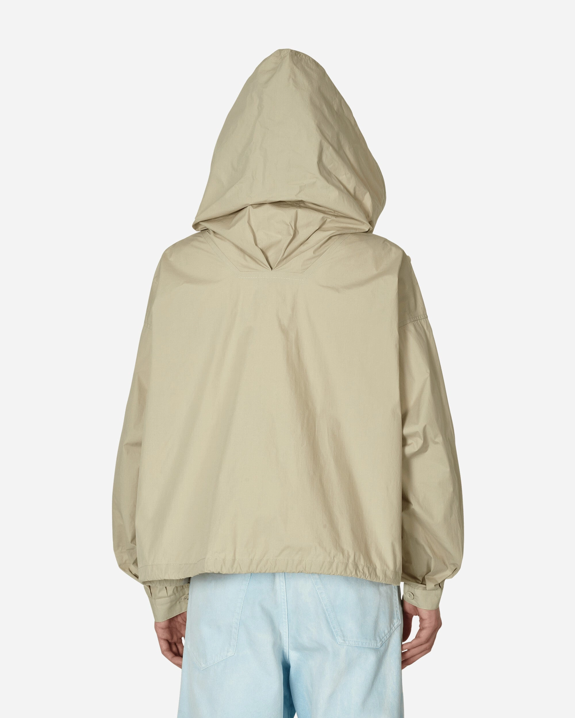 Coated Cotton Hooded Jacket Beige