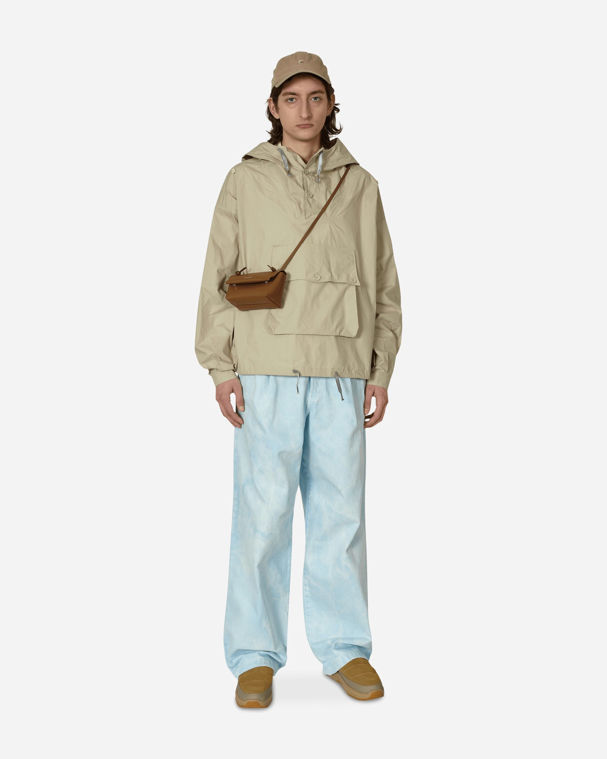 Coated Cotton Hooded Jacket Beige