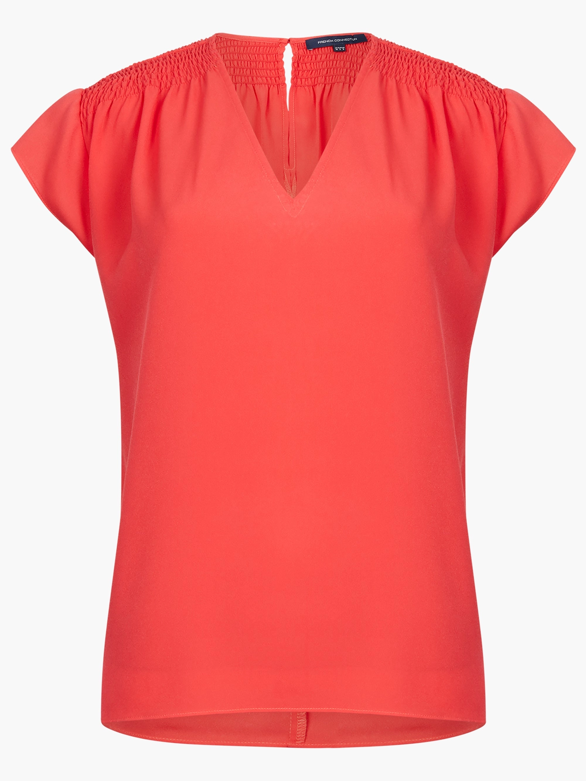 Crepe Light Smocked Shoulder V-Neck Top
