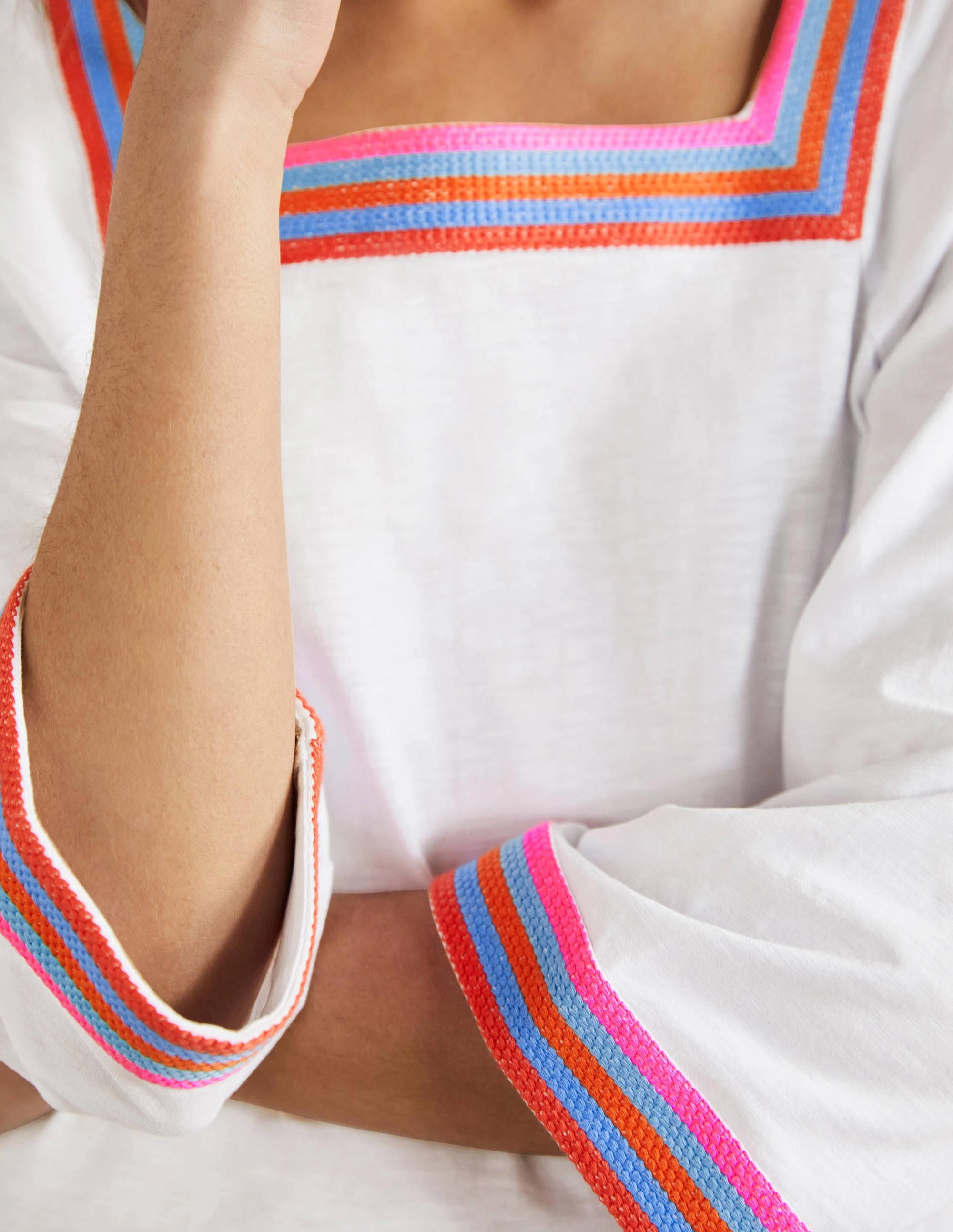 Embroidered Jersey Tunic-White