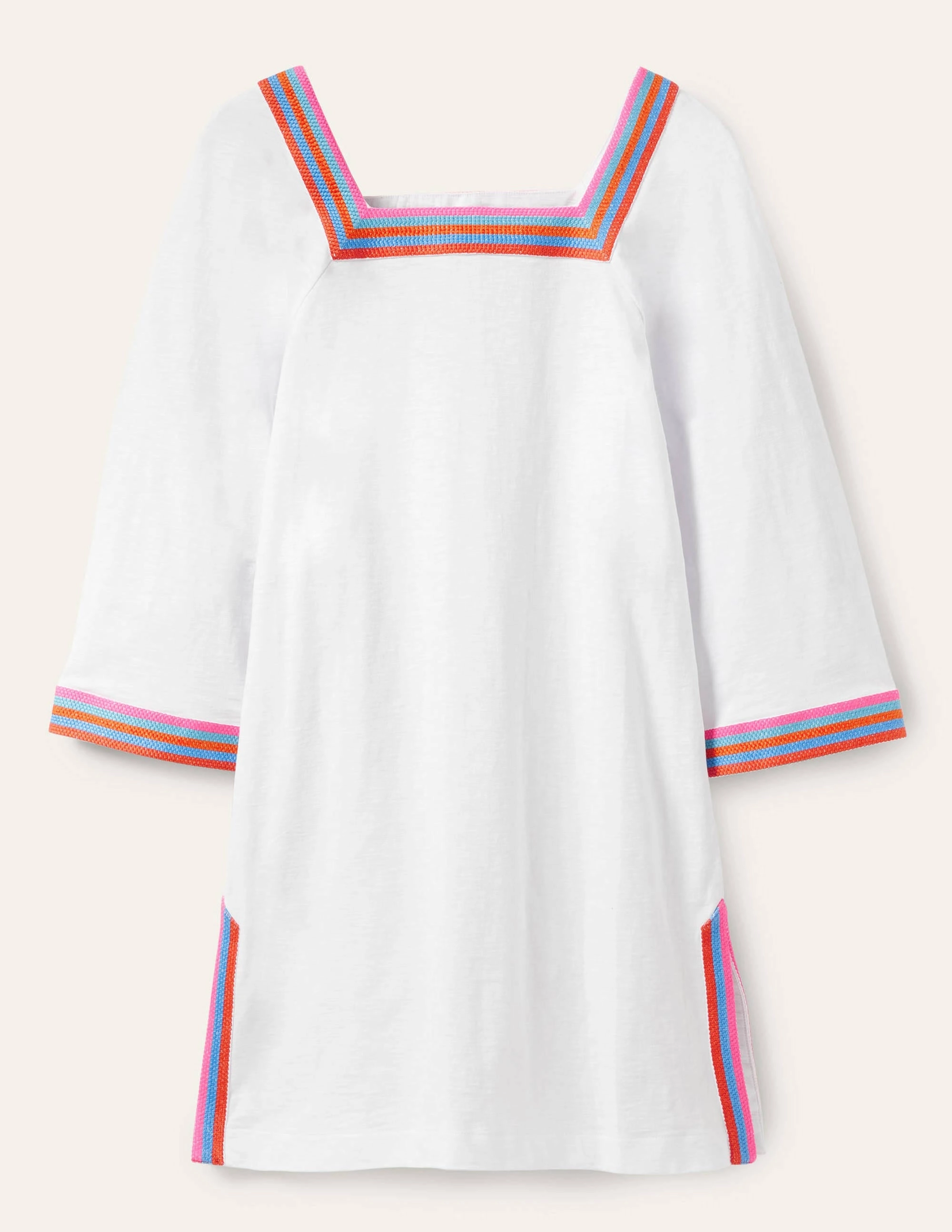 Embroidered Jersey Tunic-White