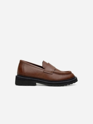 Everyday Unisex Vegan Leather Loafers | Brown