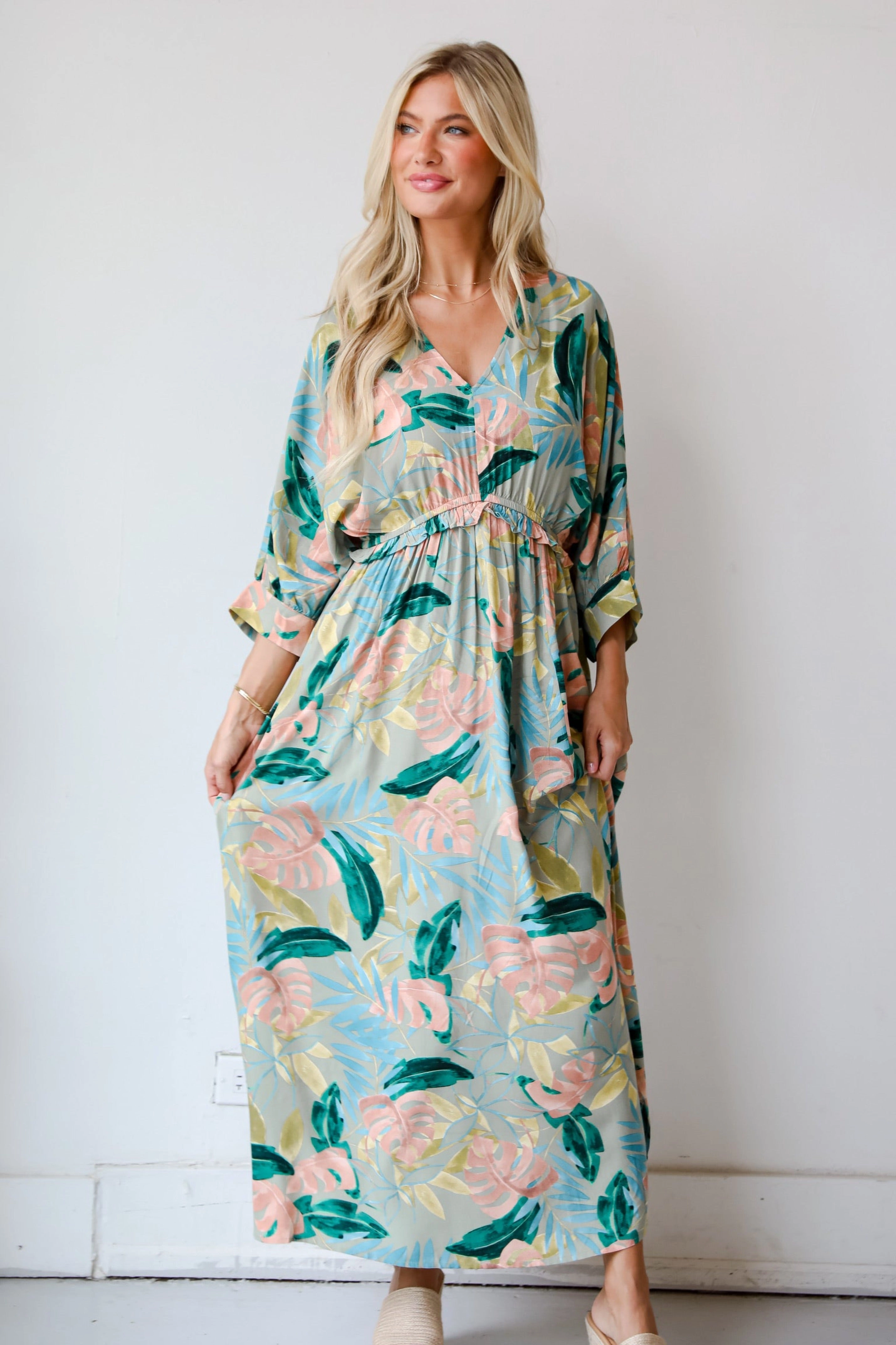 FINAL SALE - Bound For Paradise Sage Maxi Dress