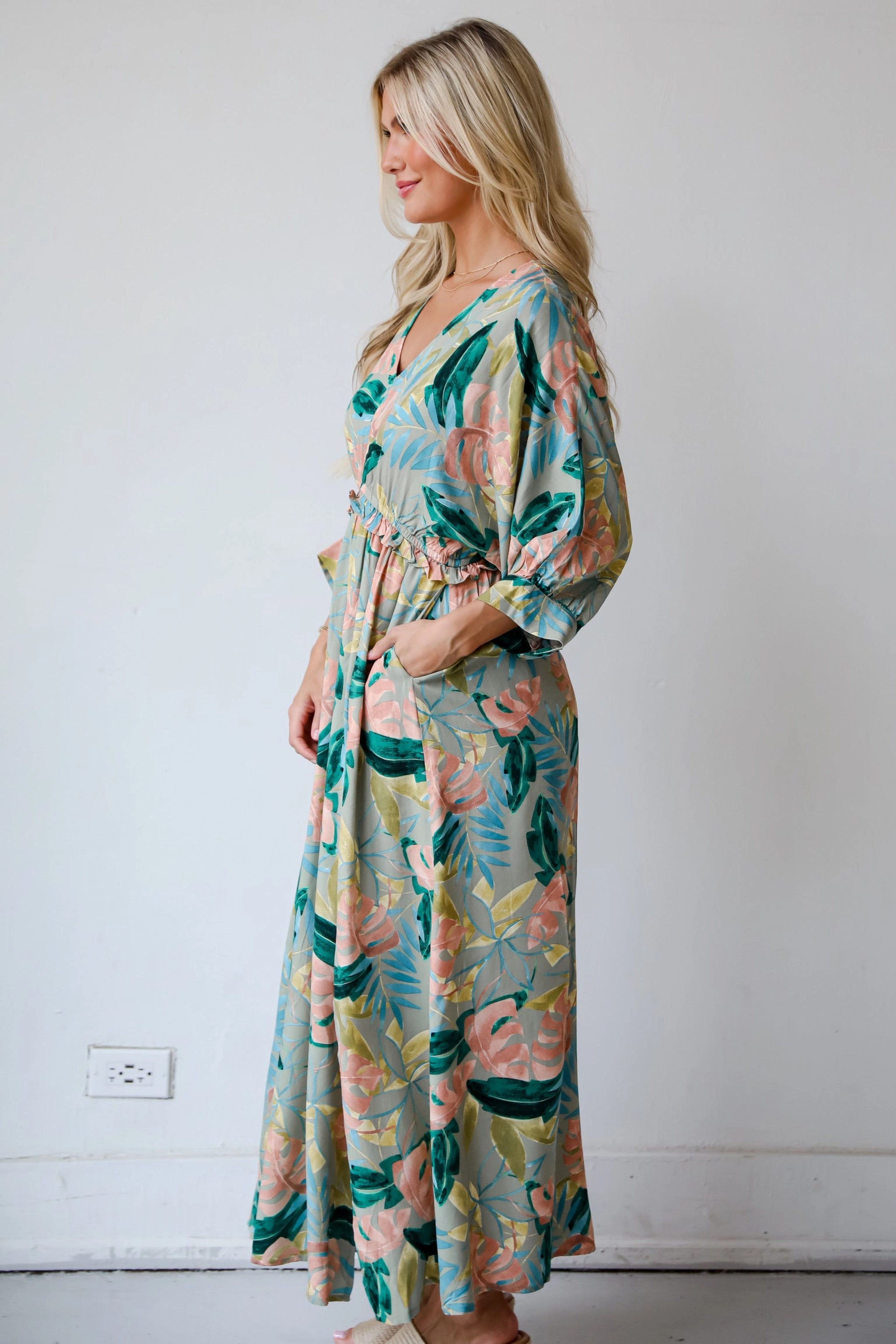 FINAL SALE - Bound For Paradise Sage Maxi Dress