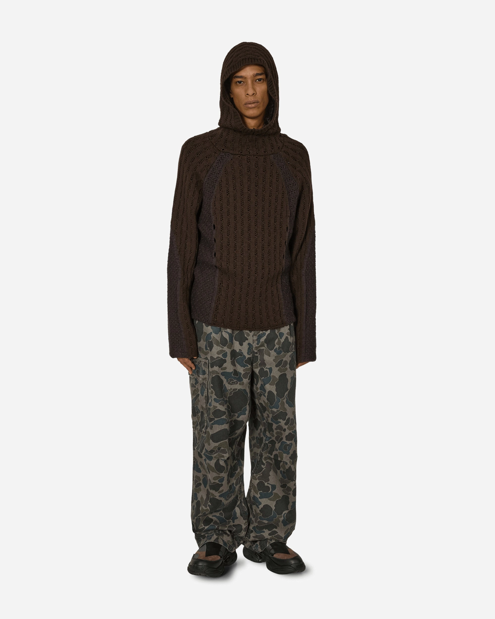 Flower Stitch Hoodie Brown