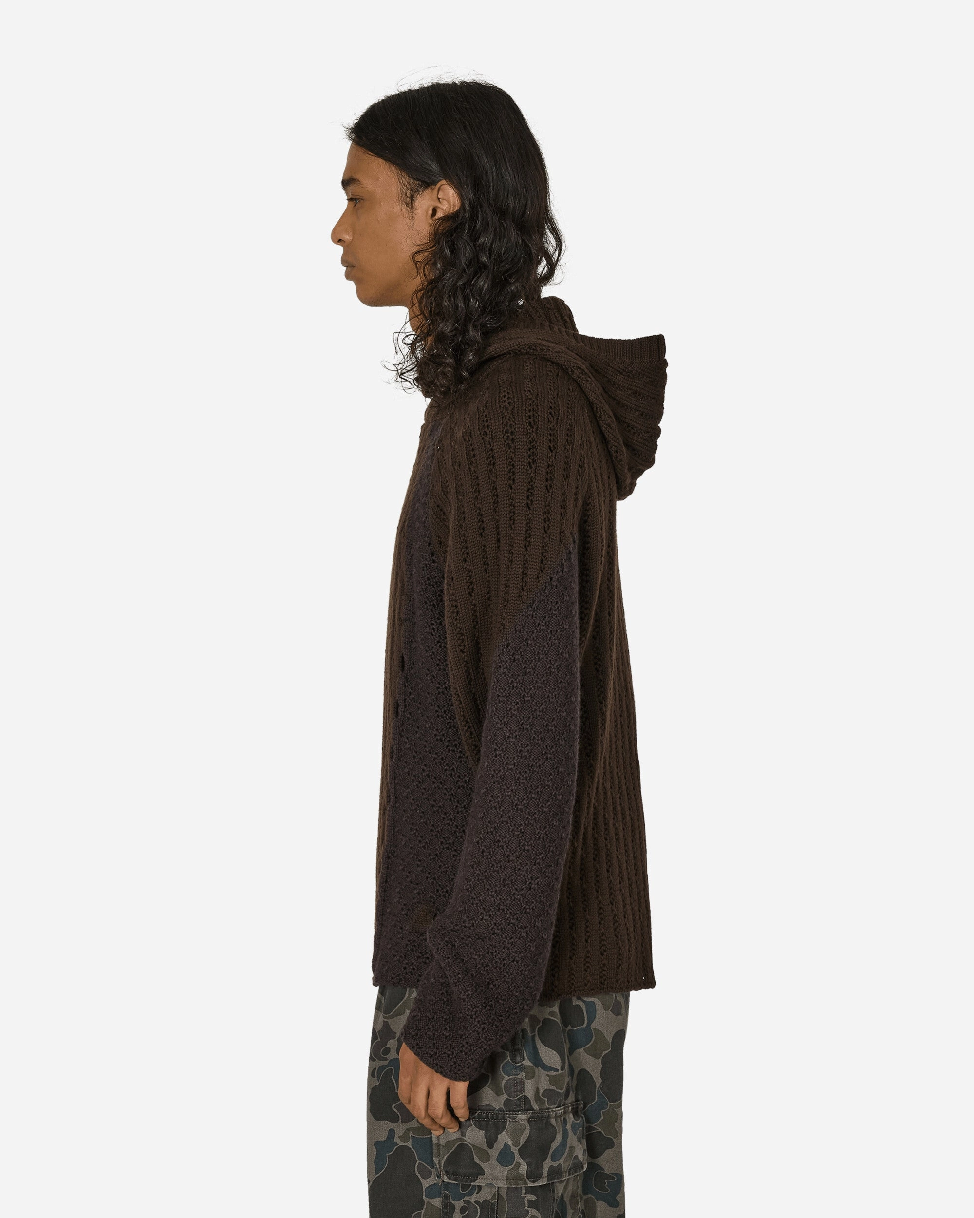 Flower Stitch Hoodie Brown