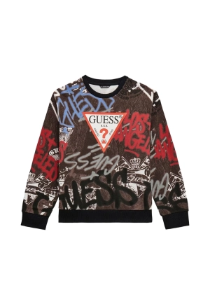 Graffiti Print Long Sleeve Active Top (7–16)