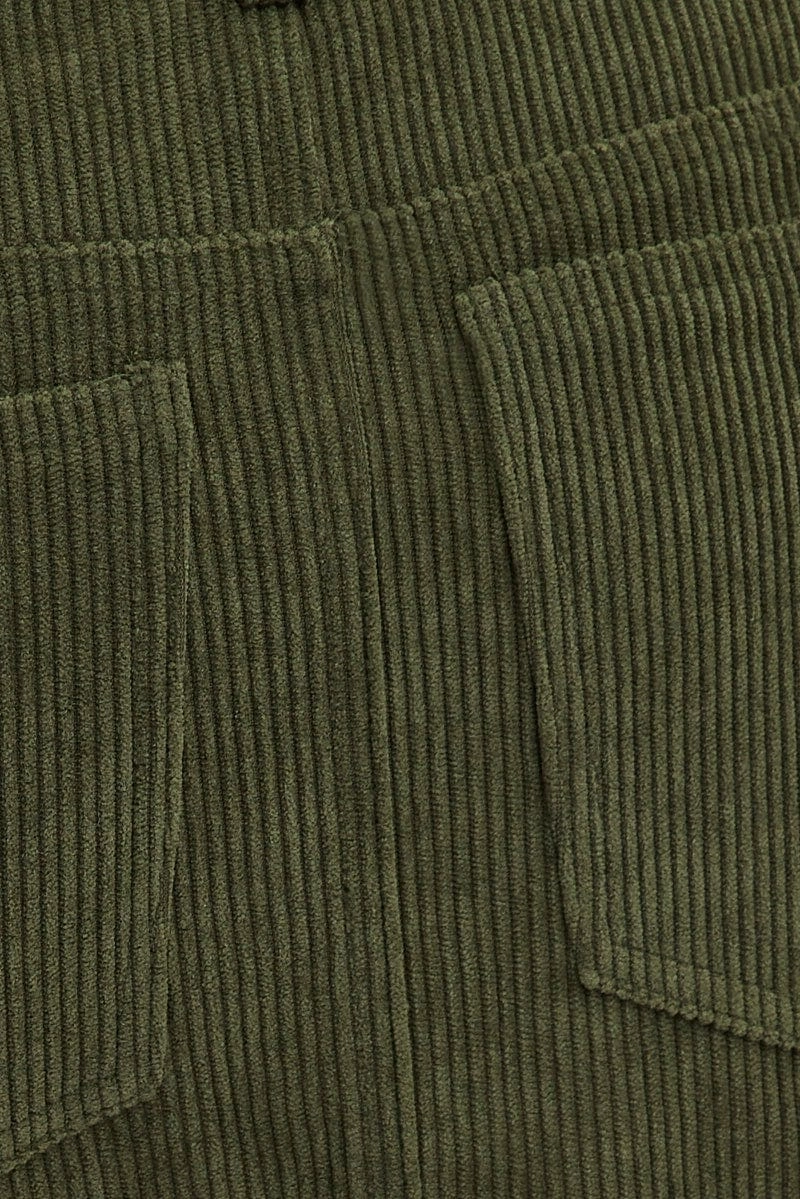 Green Corduroy Mini Skirt Low Rise