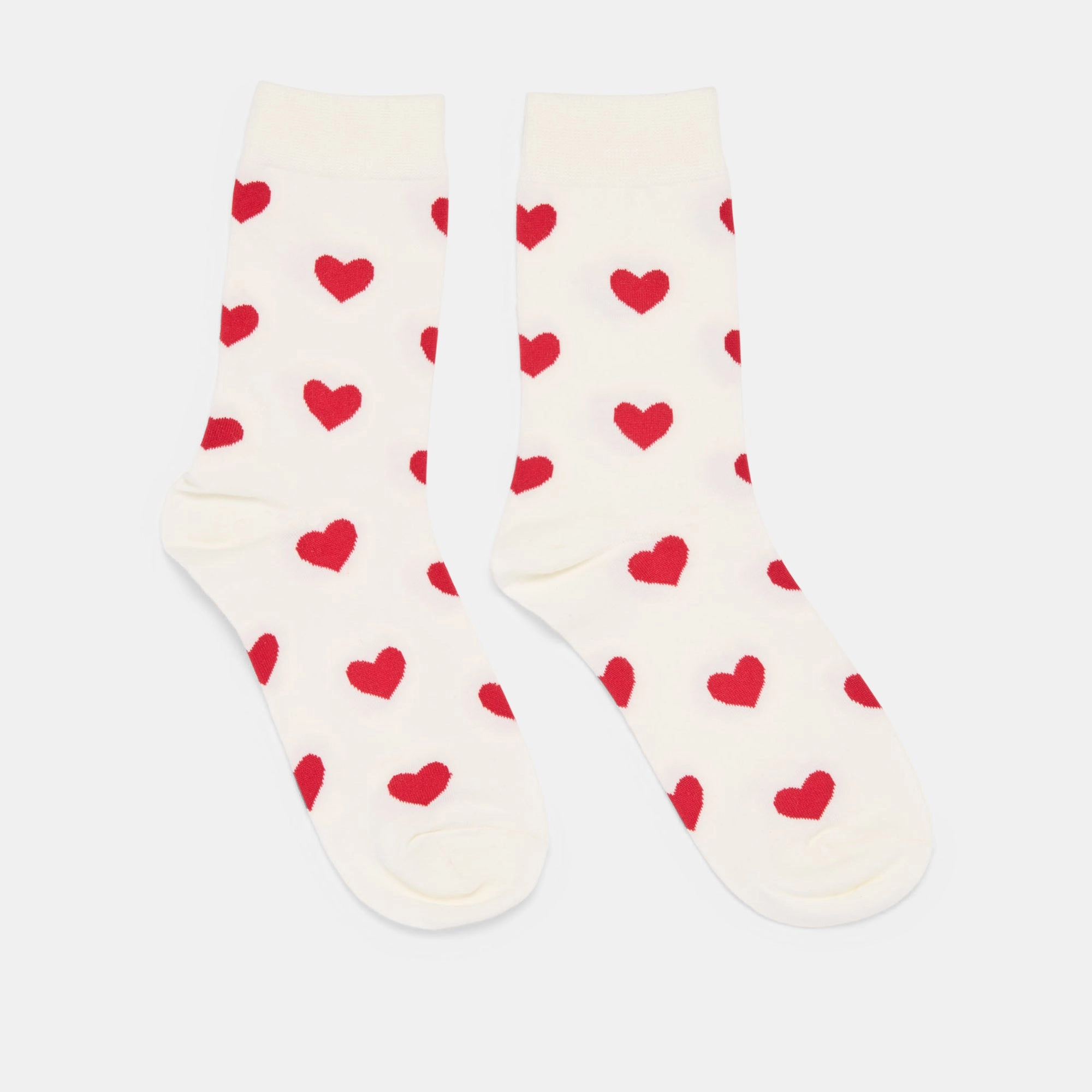 HEARTS CREW SOCKS WHITE RED
