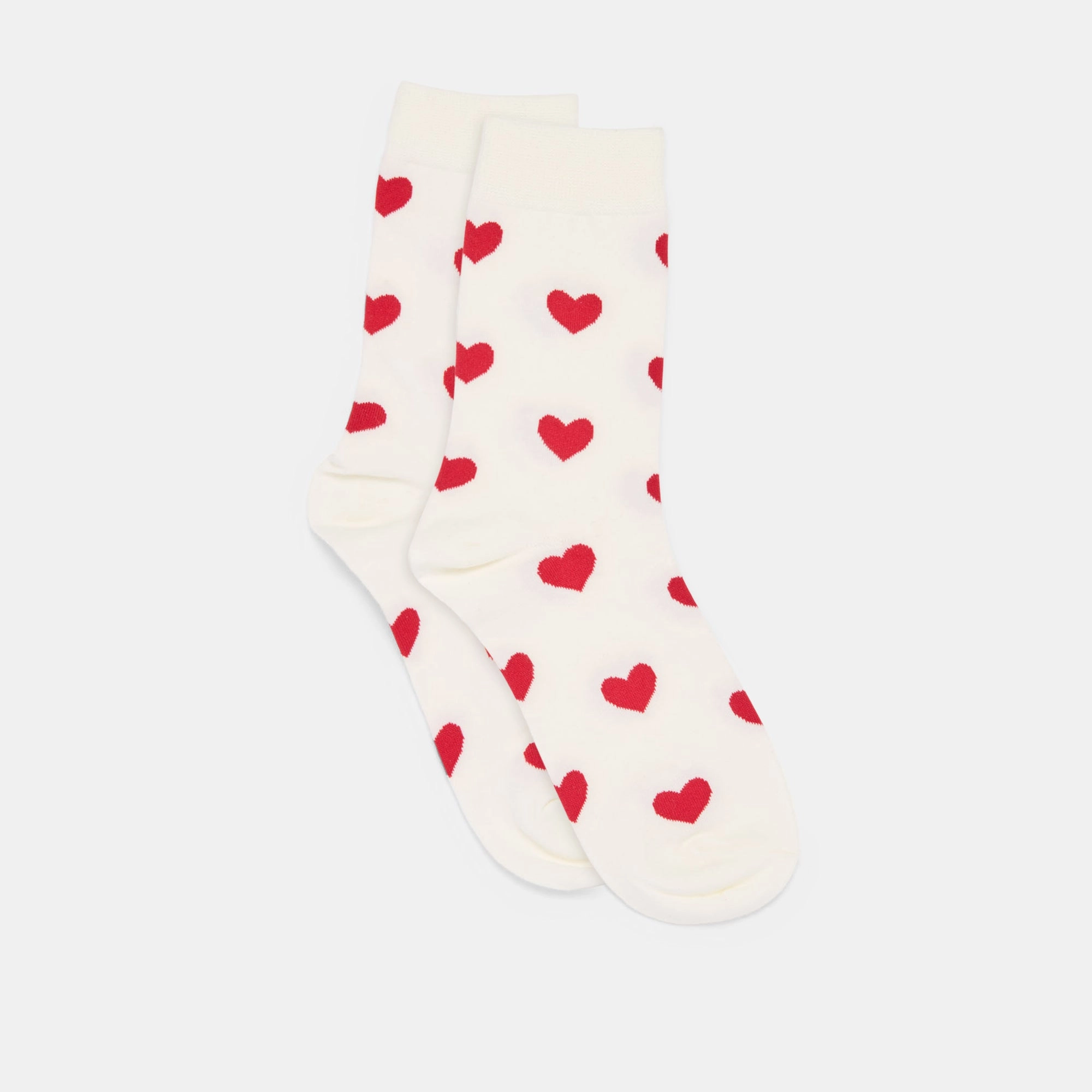 HEARTS CREW SOCKS WHITE RED