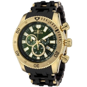 Invicta 0141 Men's Spider Collection Gold Tone Olive Green Dial Rubber Strap Chronograph Watch