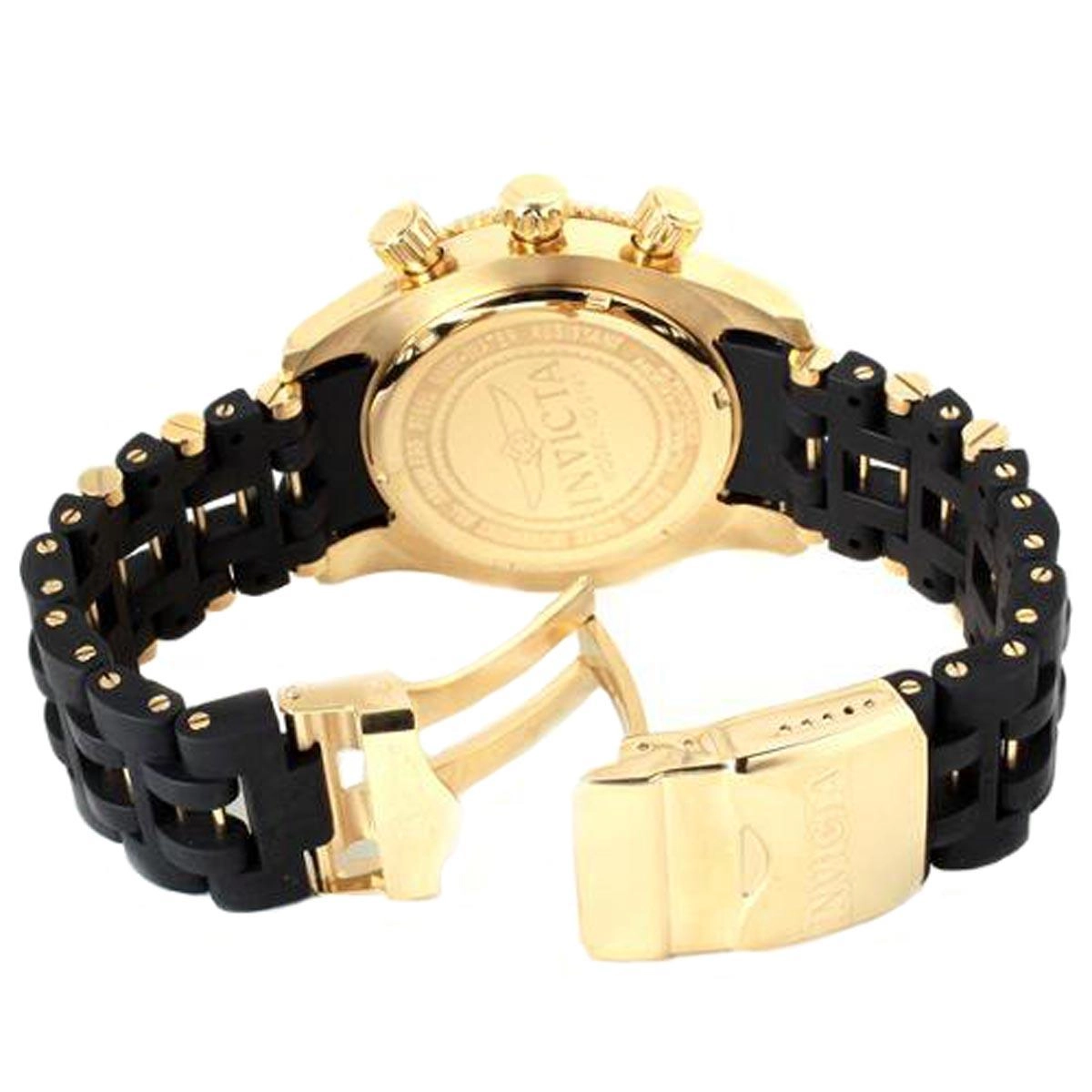 Invicta 0141 Men's Spider Collection Gold Tone Olive Green Dial Rubber Strap Chronograph Watch