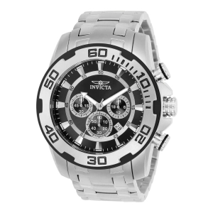 Invicta 22318 Men's Pro Diver Chronograph Black Dial Stainless Steel Bracelet Quartz Watch