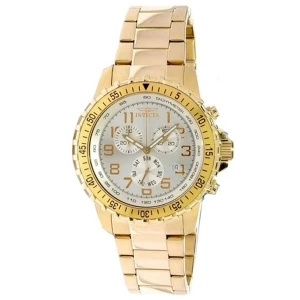 Invicta Men's Specialty Pilot Chronograph Watch - Silver Dial Yellow Gold Steel