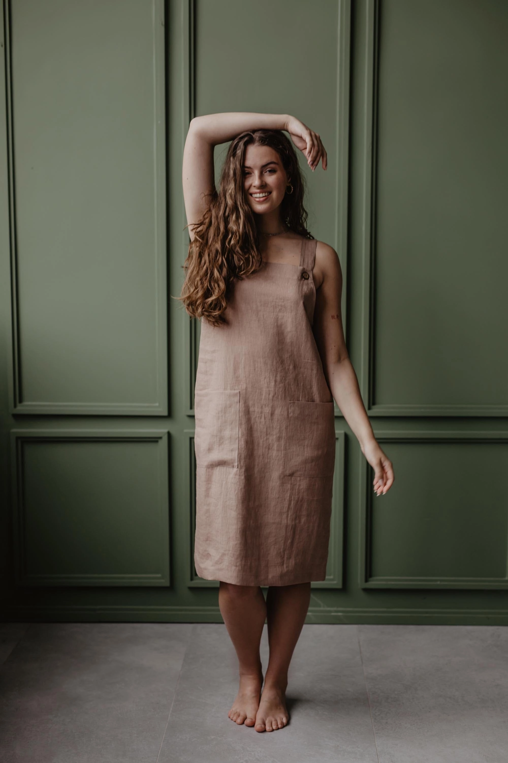 Jade Women's Linen Apron Dress | Multiple Colours