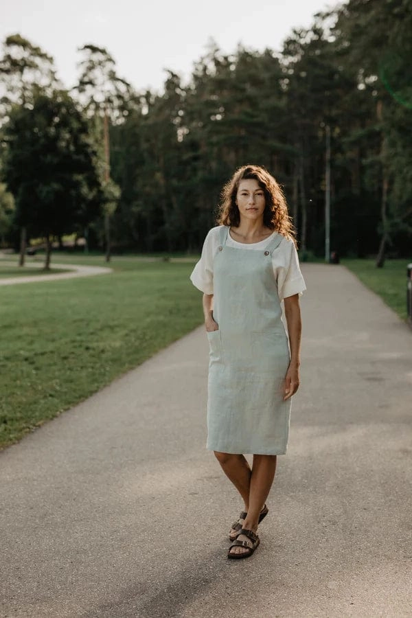 Jade Women's Linen Apron Dress | Multiple Colours