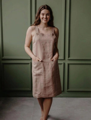 Jade Women's Linen Apron Dress | Multiple Colours