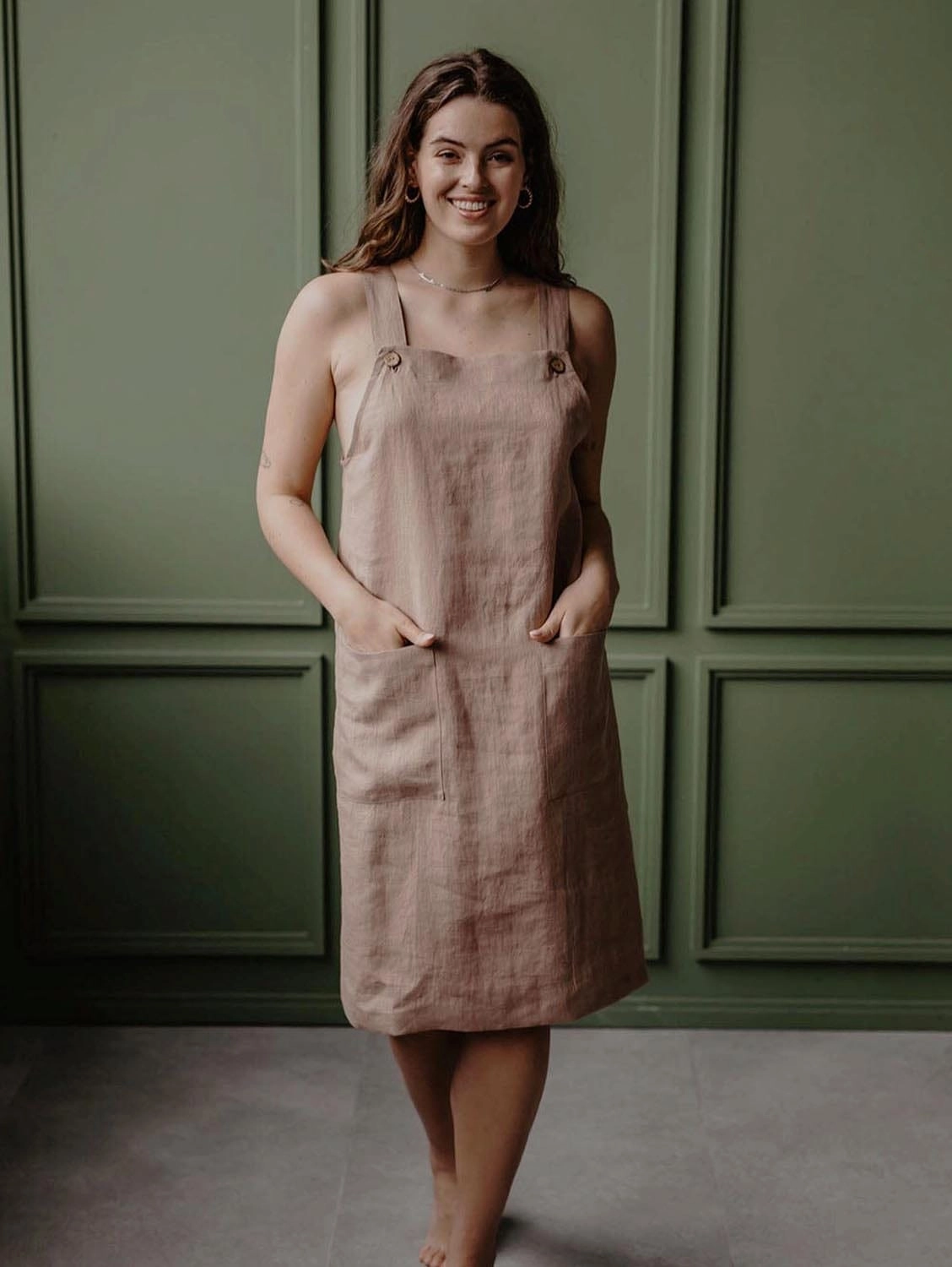Jade Women's Linen Apron Dress | Multiple Colours