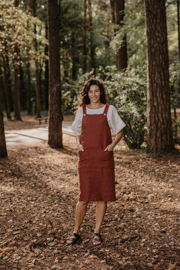 Jade Women's Linen Apron Dress | Multiple Colours