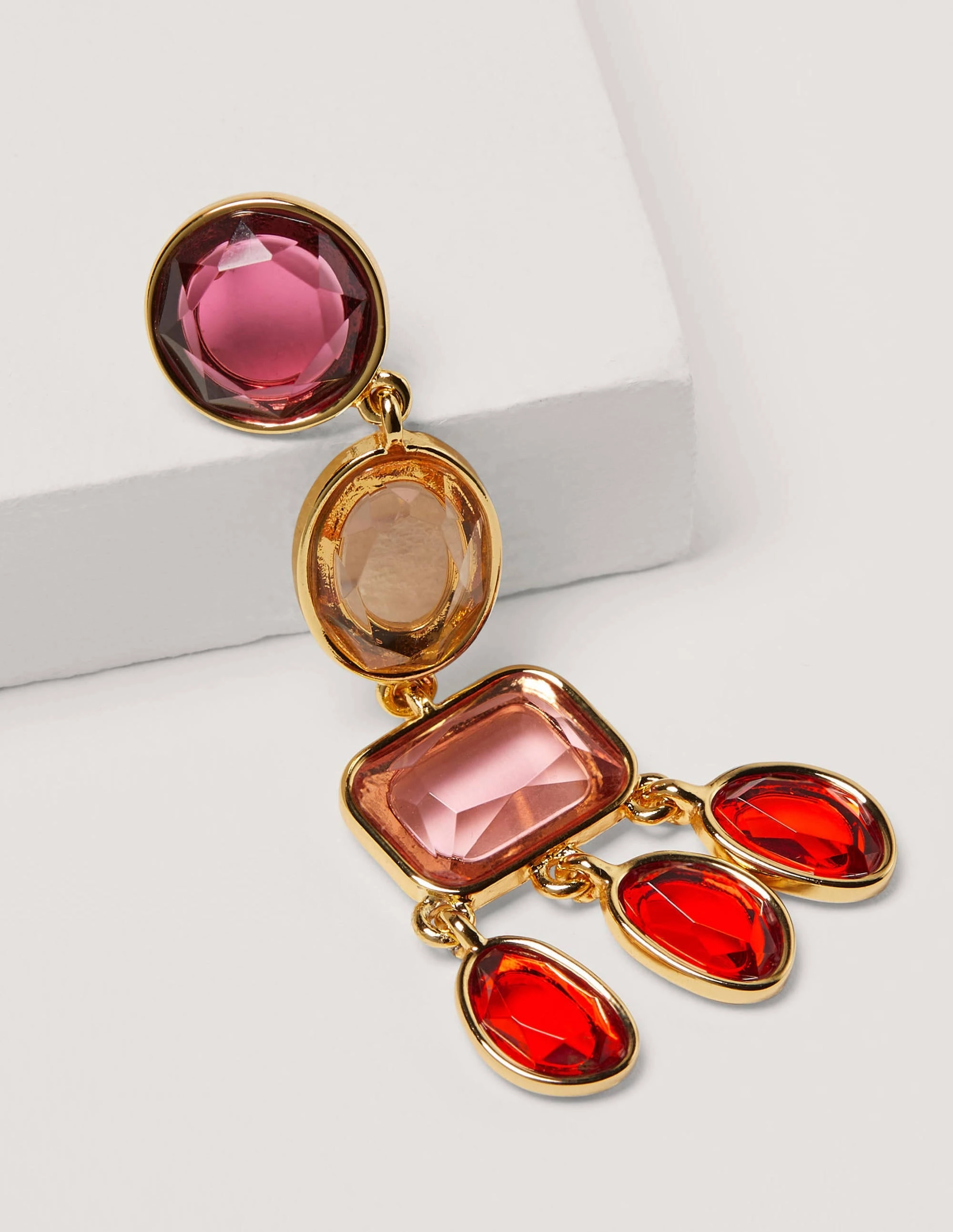 Jewelled Chandelier Earrings-Red Multi