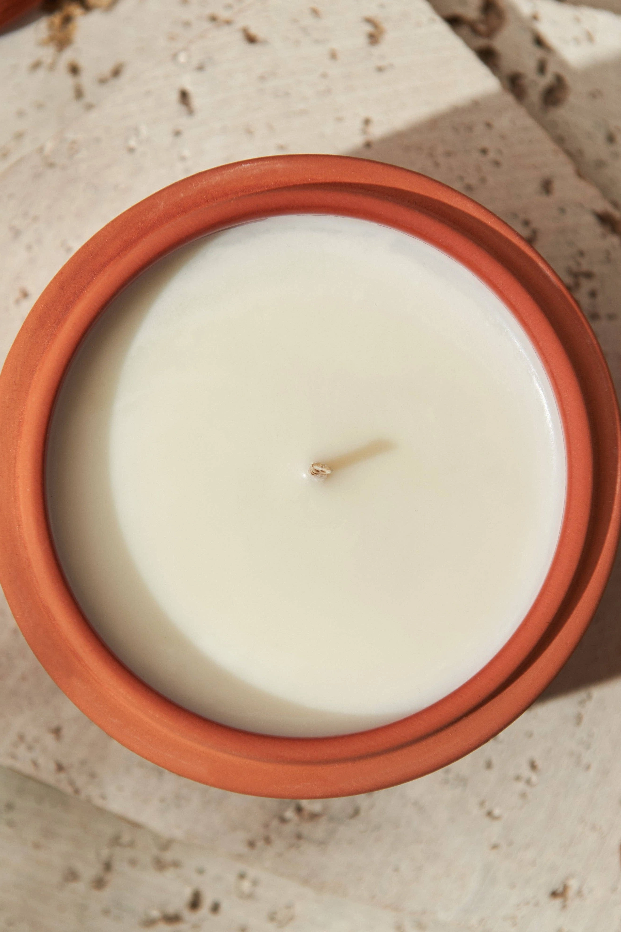 Lit By Drew Textured Terracotta Candle Moroccan Amber   Orris Root