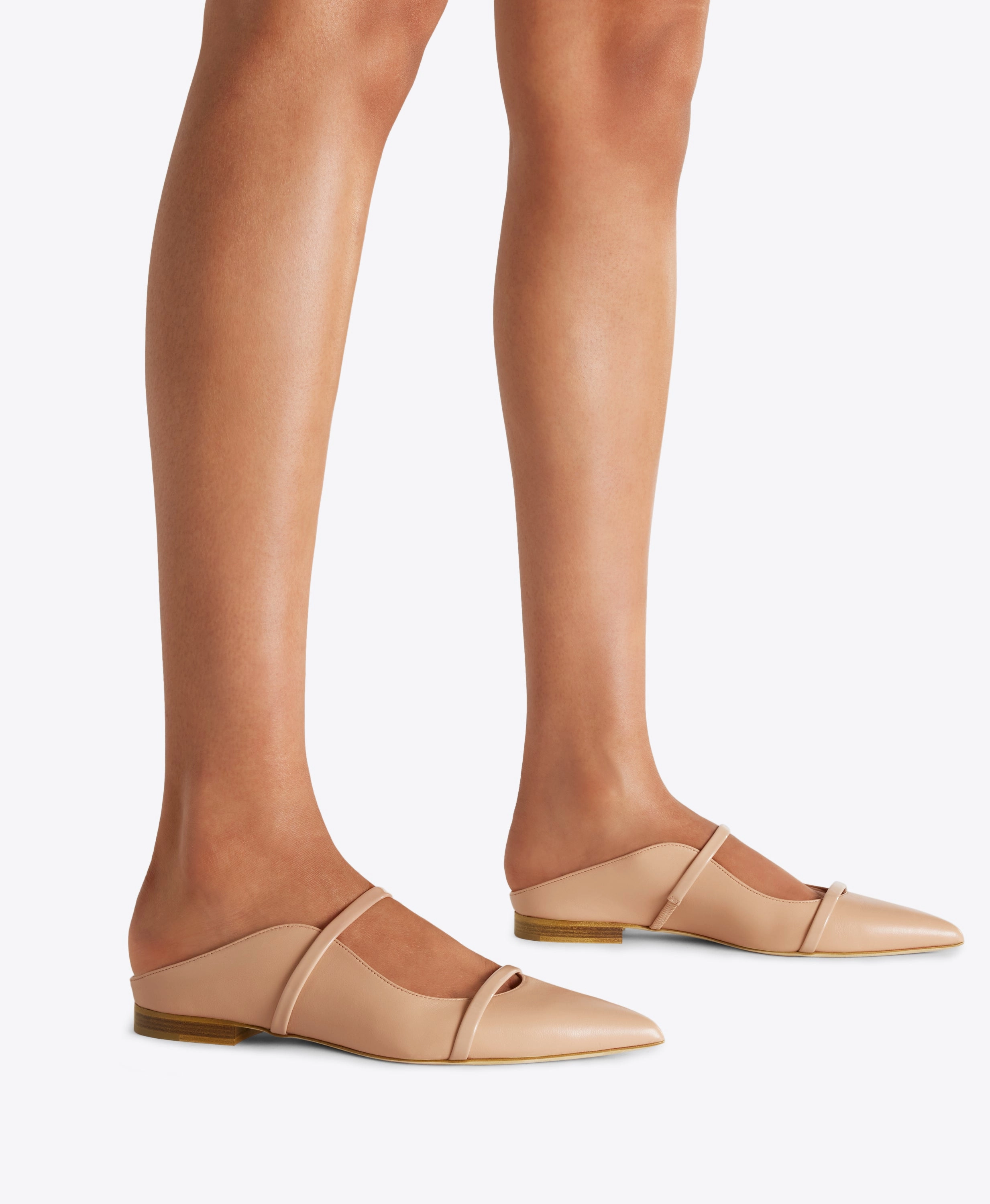 Maureen Buff Leather Flat Mules