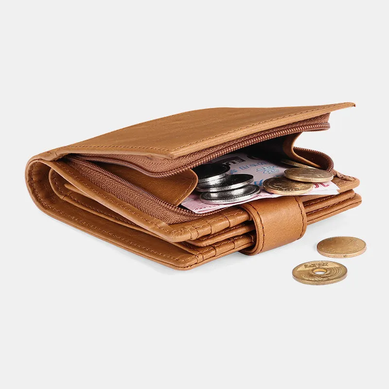 Men Bifold RFID Blocking Wallet Horizontal Large Capacity Multi-card Slot Card Holder Coin Purse Driver's License Wallet
