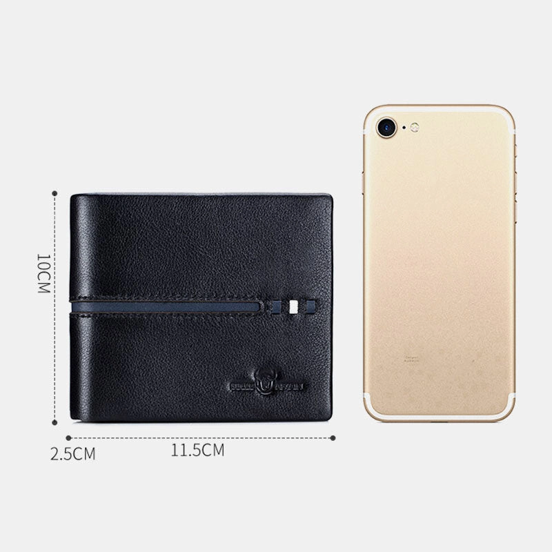 Men Genuine Leather Slim Wallet RFID Anti-theft Multi-card Slot Card Holder Coin Purse Clip Wallet