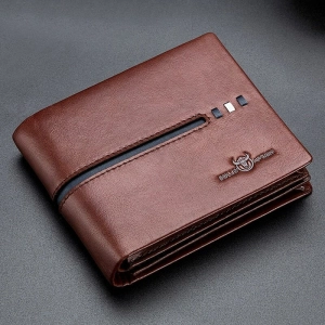 Men Genuine Leather Slim Wallet RFID Anti-theft Multi-card Slot Card Holder Coin Purse Clip Wallet