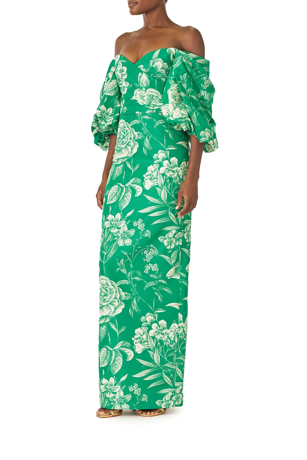 Off-the-Shoulder Blouson Sleeve Gown