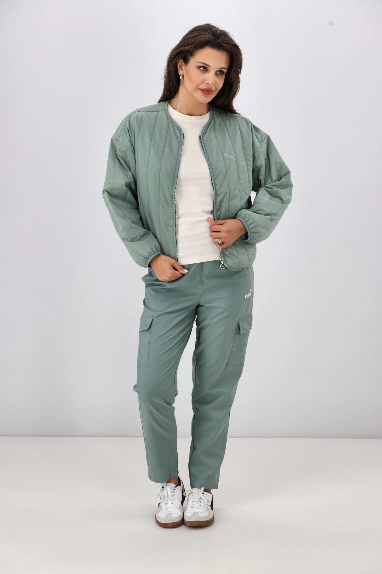 Puma WARDROBE ESS Relaxed Reversible Liner Jacket Green Moon