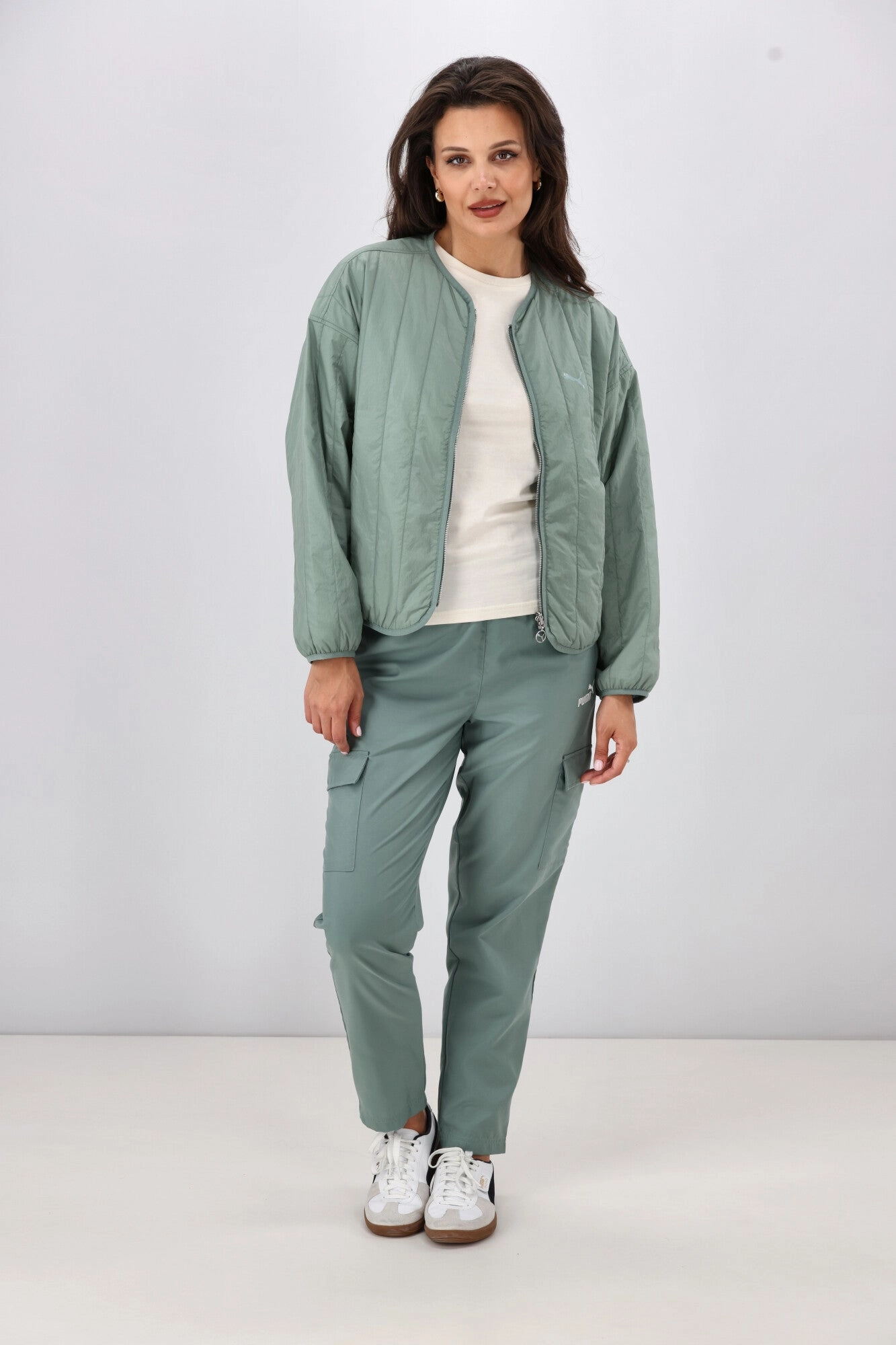 Puma WARDROBE ESS Relaxed Reversible Liner Jacket Green Moon