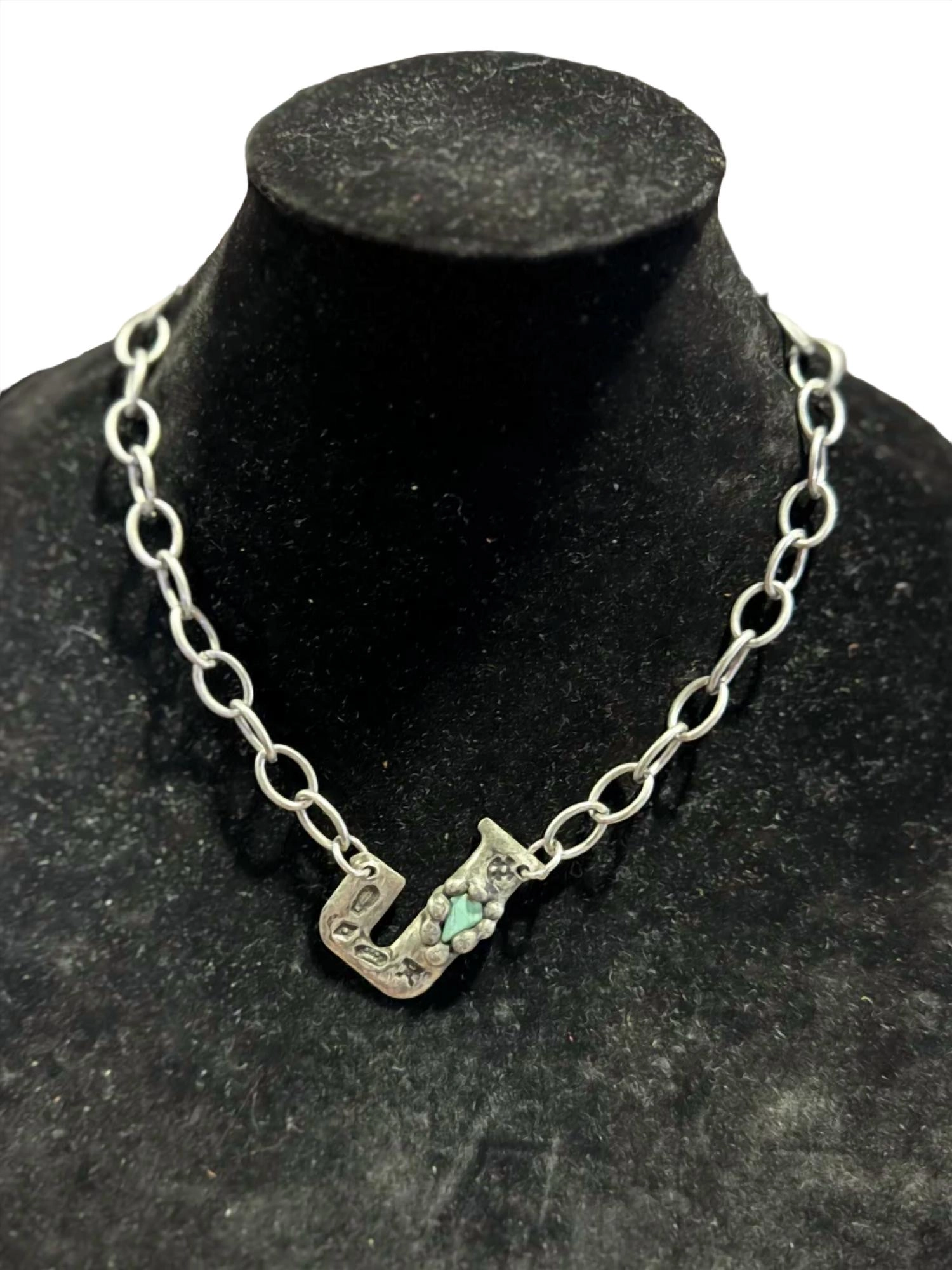 "j" Initial Necklace In Silver