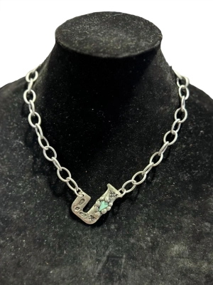 "j" Initial Necklace In Silver