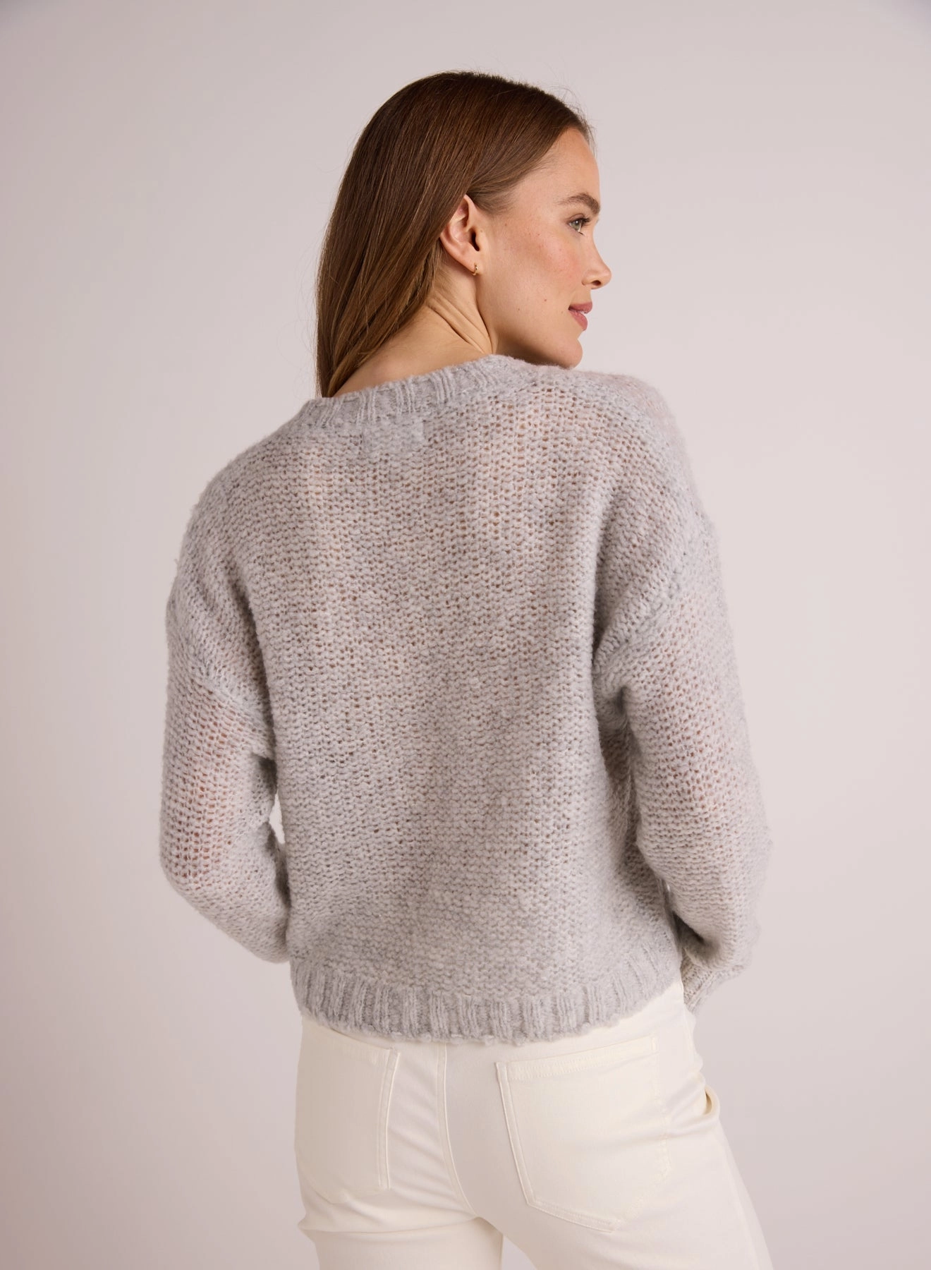 Relaxed V-Neck Sweater - Heather Grey