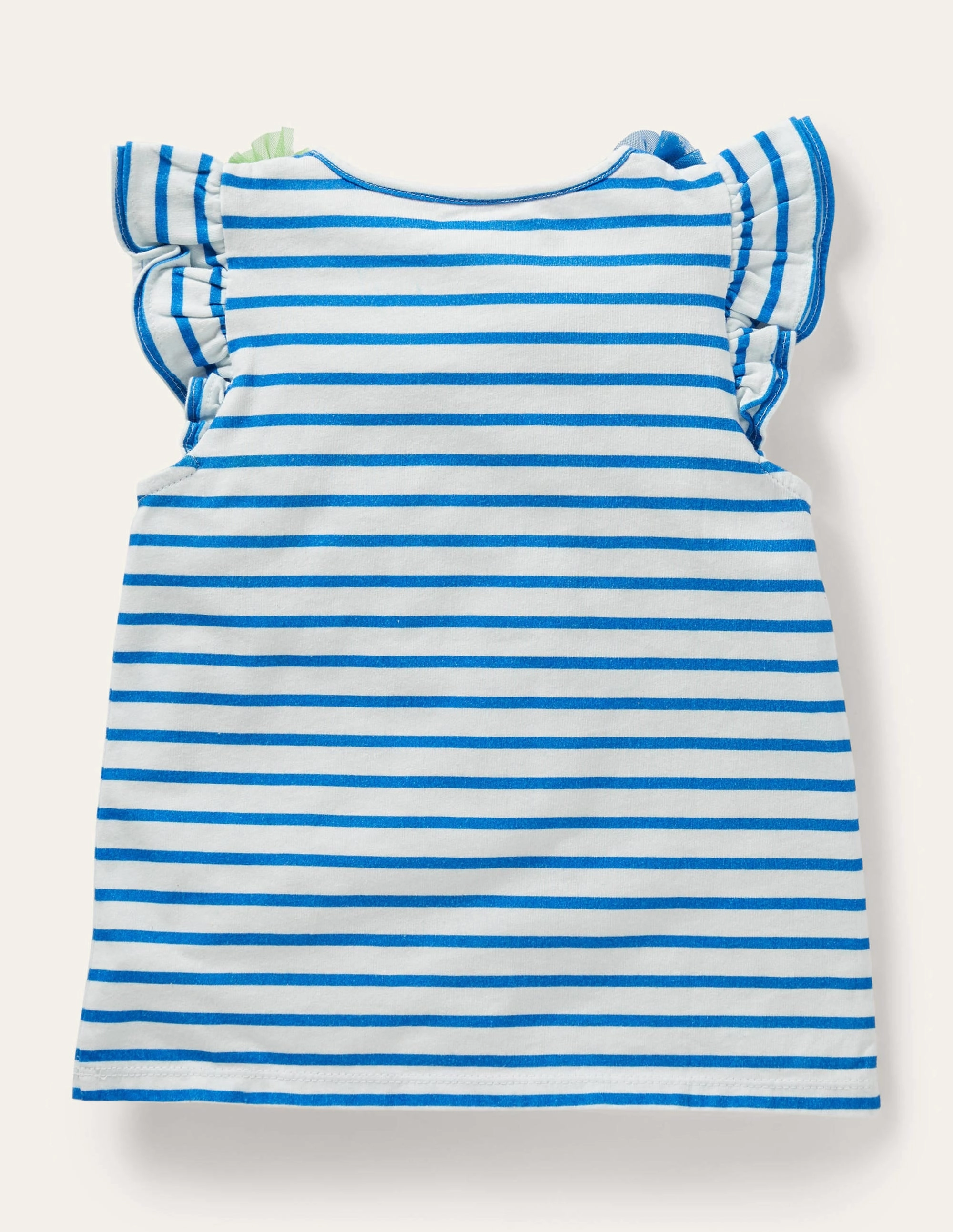 Ruffle Interest logo T-shirt-Ivory / Bright Marina Floral