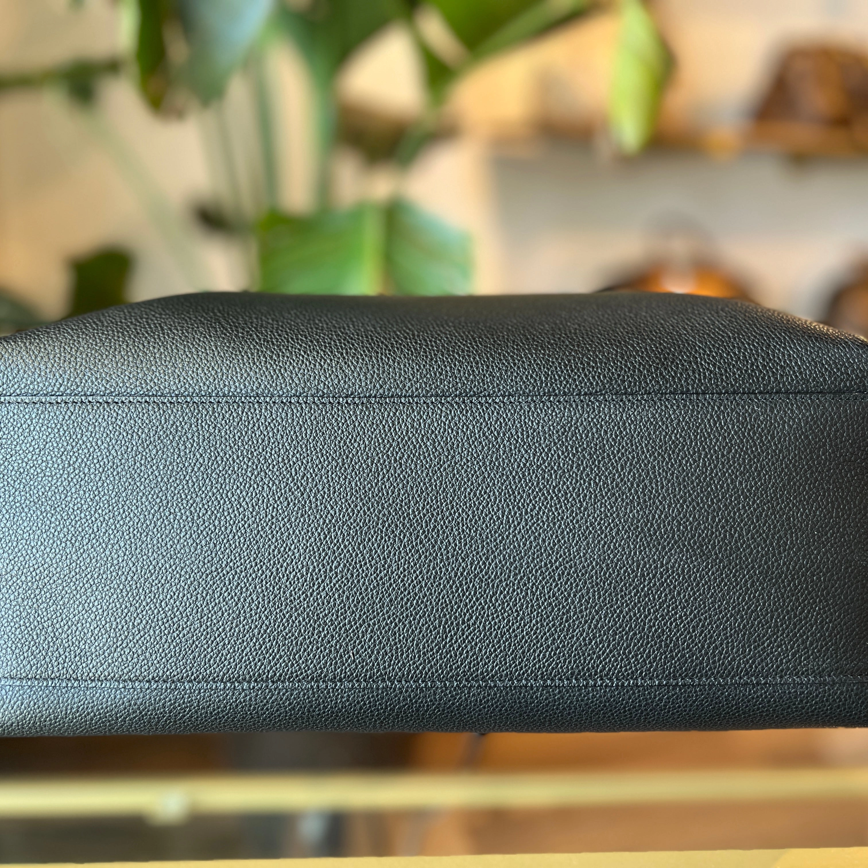 SAINT LAURENT Black Grained Leather N/S Shopping Tote