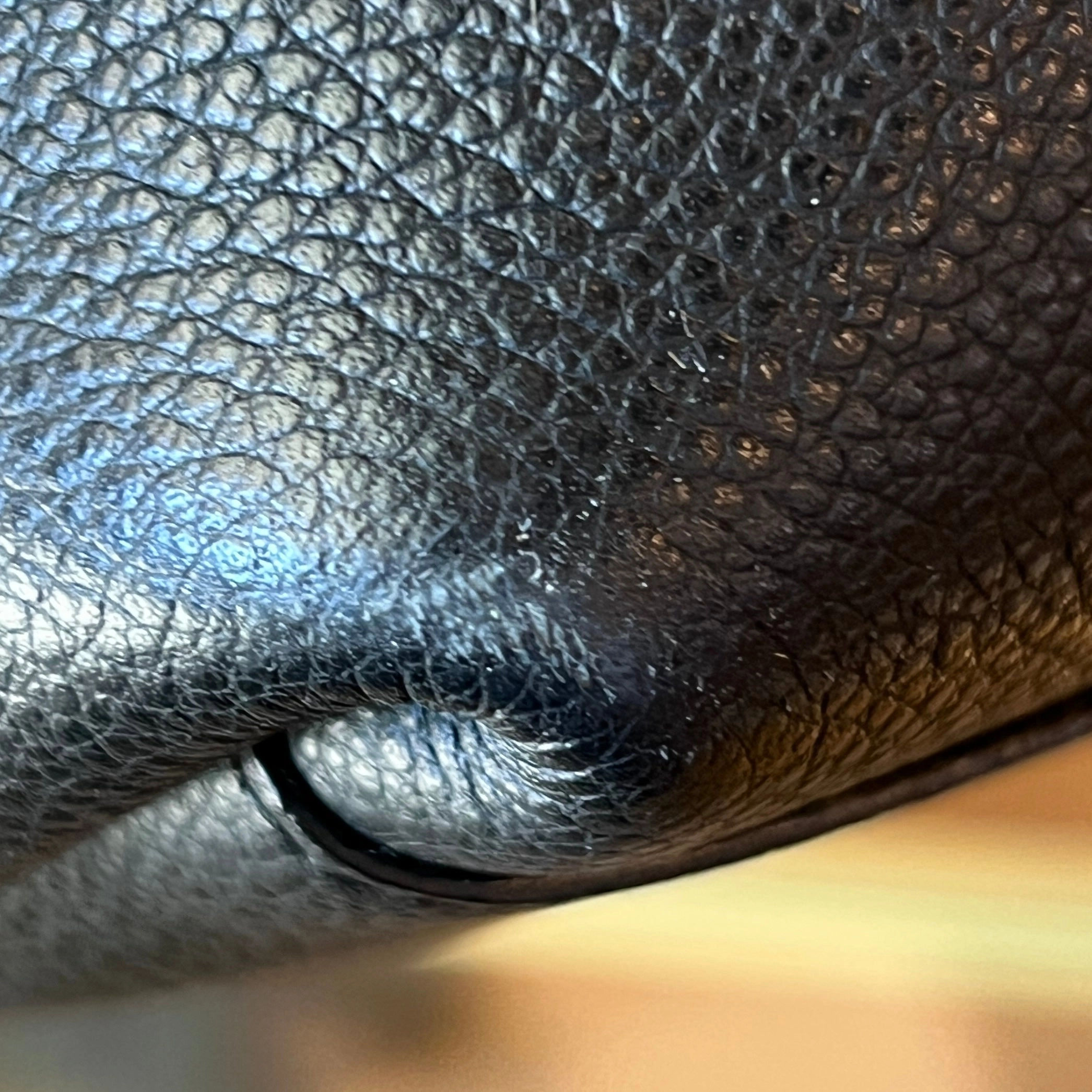 SAINT LAURENT Black Grained Leather N/S Shopping Tote