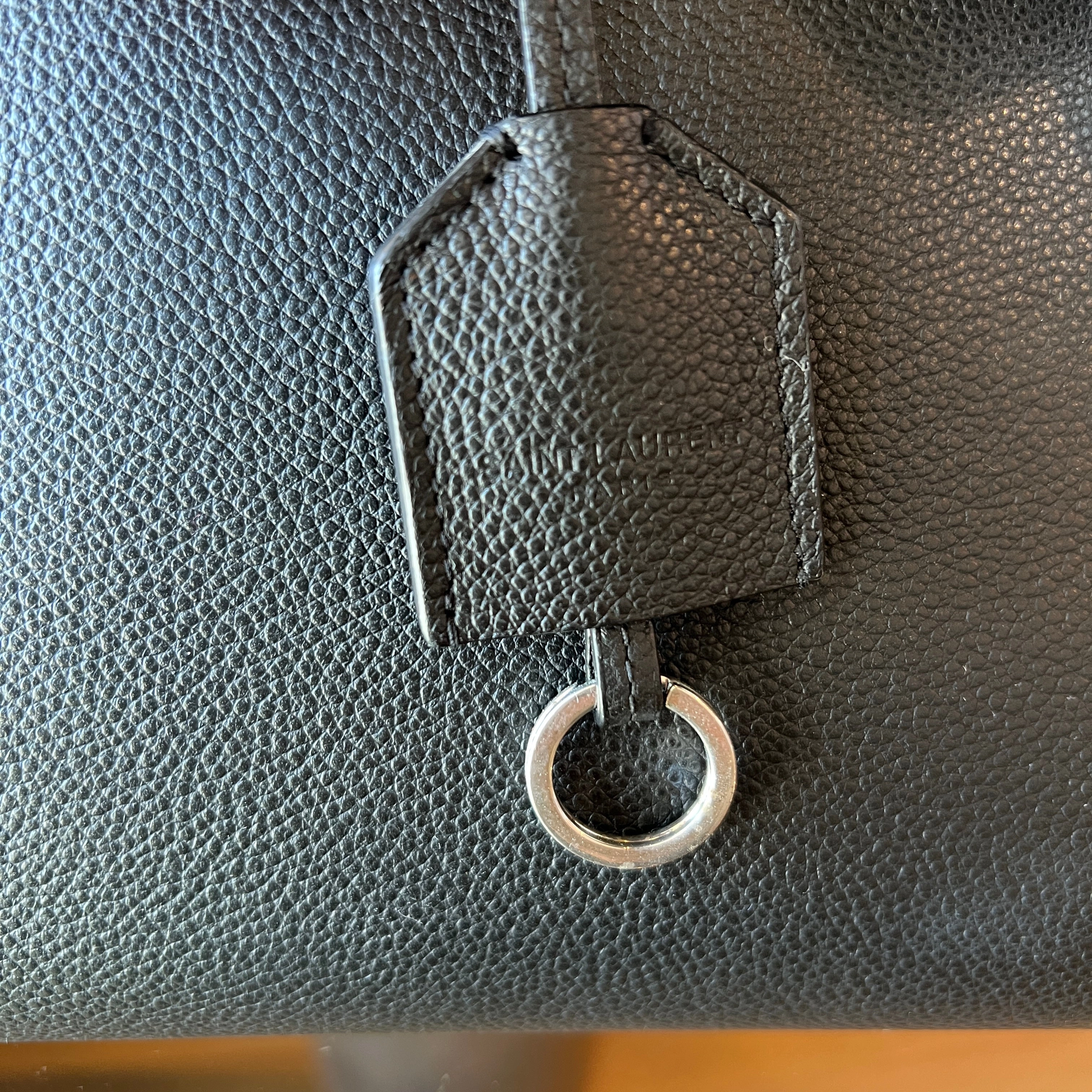 SAINT LAURENT Black Grained Leather N/S Shopping Tote